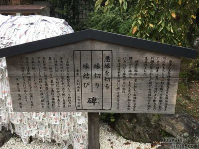 京都安井金比羅宮、縁切り縁結び碑の立て札